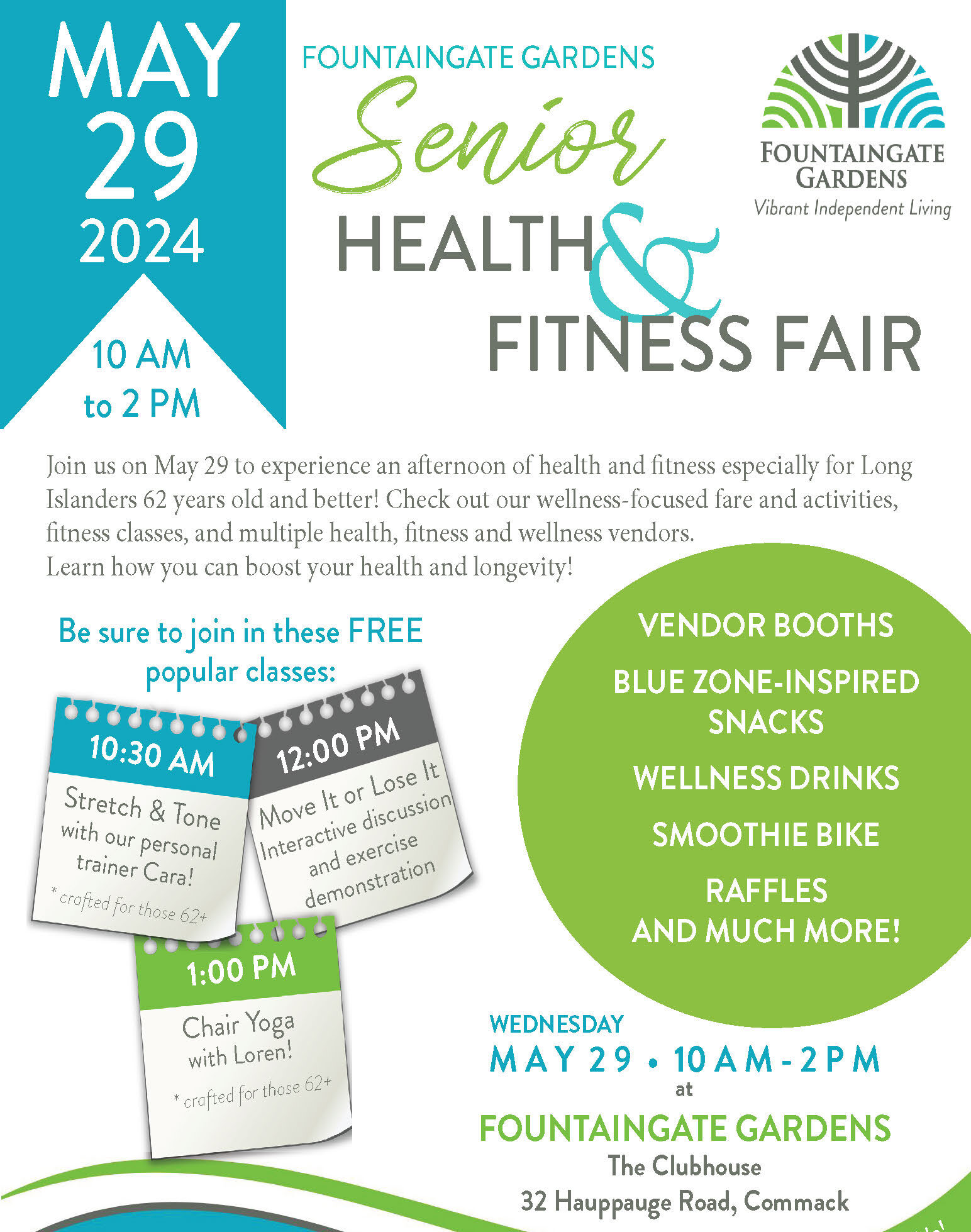 May 29, 2024 Senior Health and Fitness Fair at Fountaingate Gardens